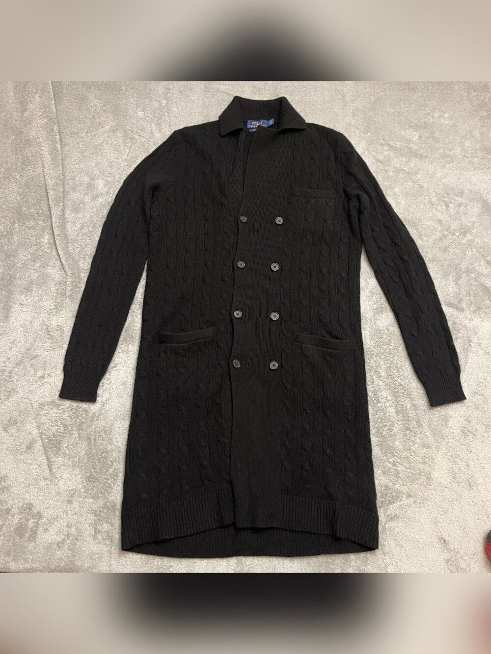 Polo Ralph Lauren 100% Cashmere Double Breasted Soft Cable Knit Cardigan Coat S